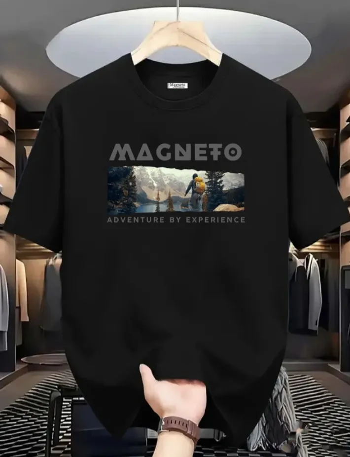 Magneto Printed Man Round Neck Black t-shirt