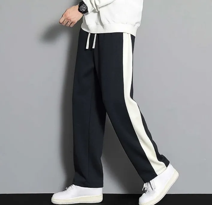 FLY WIND Striped Men black track Pants